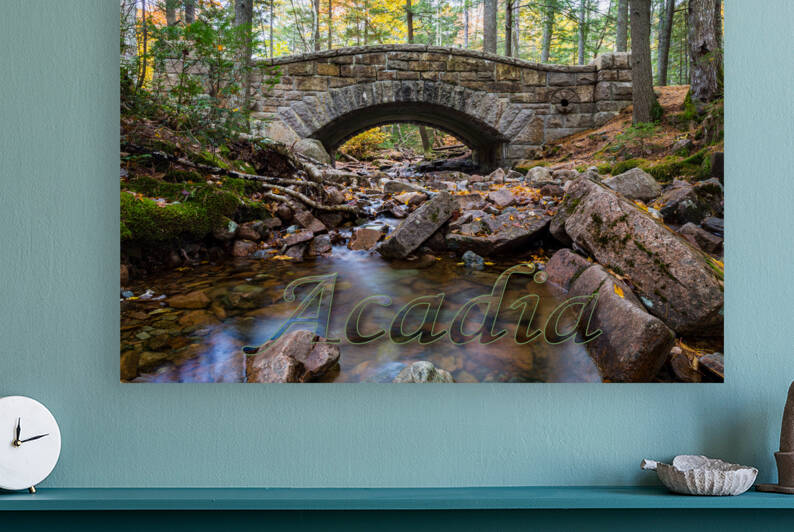 Hadlock Brook Bridge Acadia Text Overlay by Andrew Pacheco