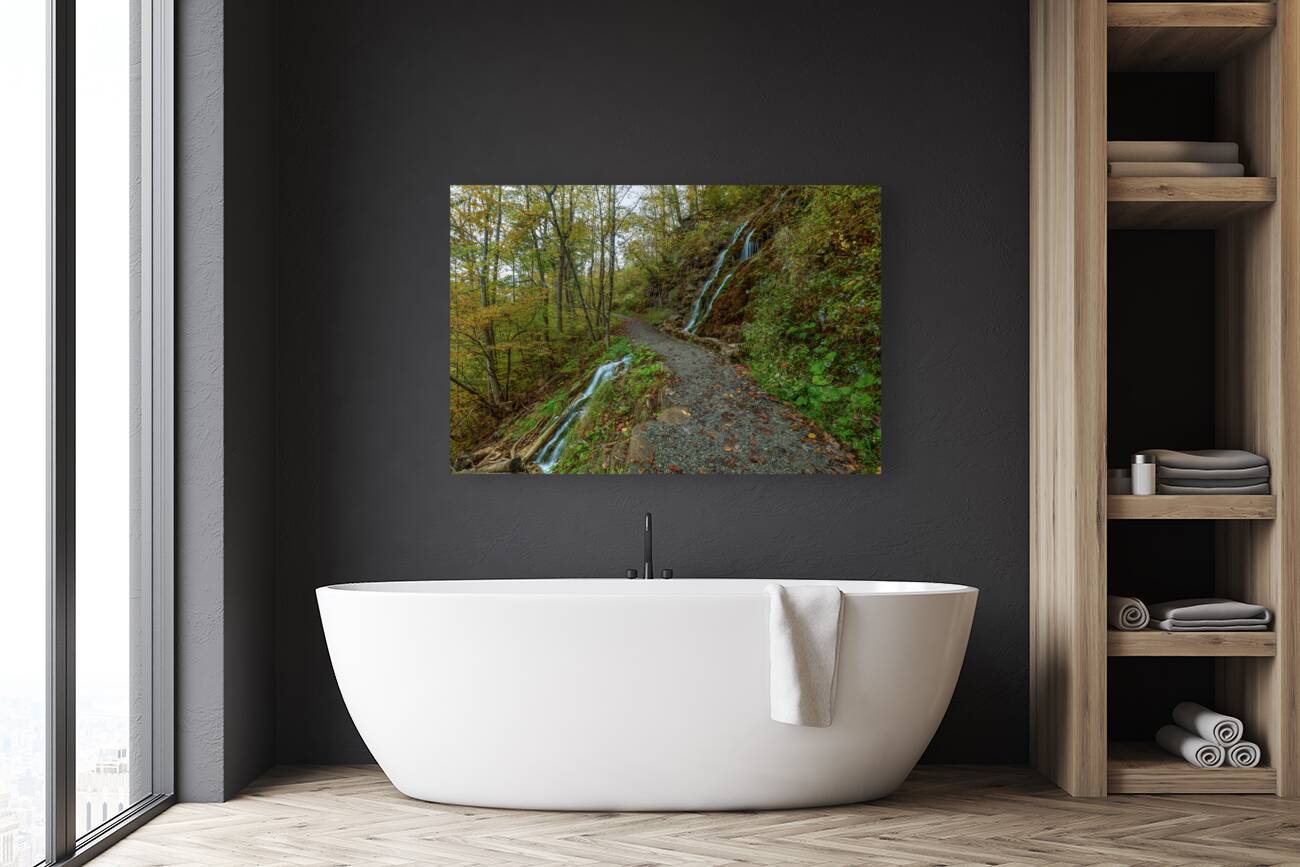 Passing Between Waterfalls Reproduction