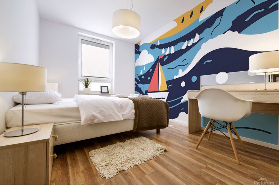floating ship Mural print