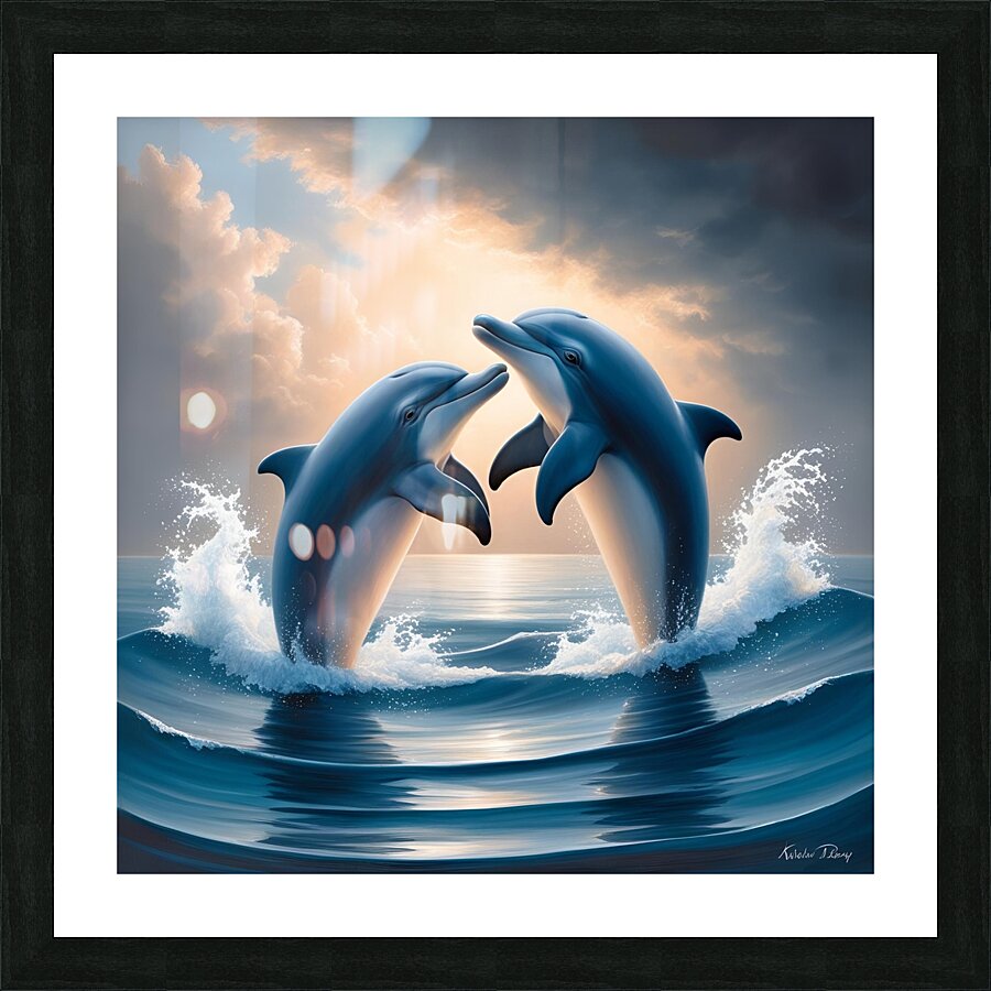 dolphin hug Picture Frame print