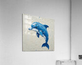 A striking minimalist impasto painting of a cute dolphin. Acrylic Print