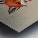 A striking minimalist impasto painting of a cute fox. Metal print
