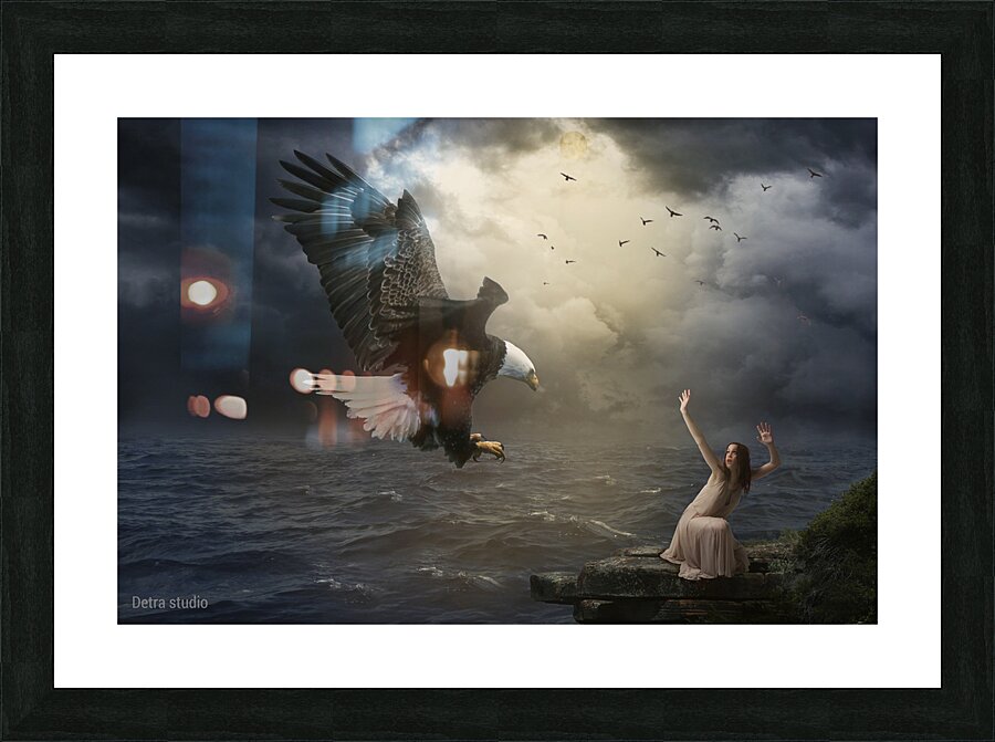 The girl and the eagle Picture Frame print
