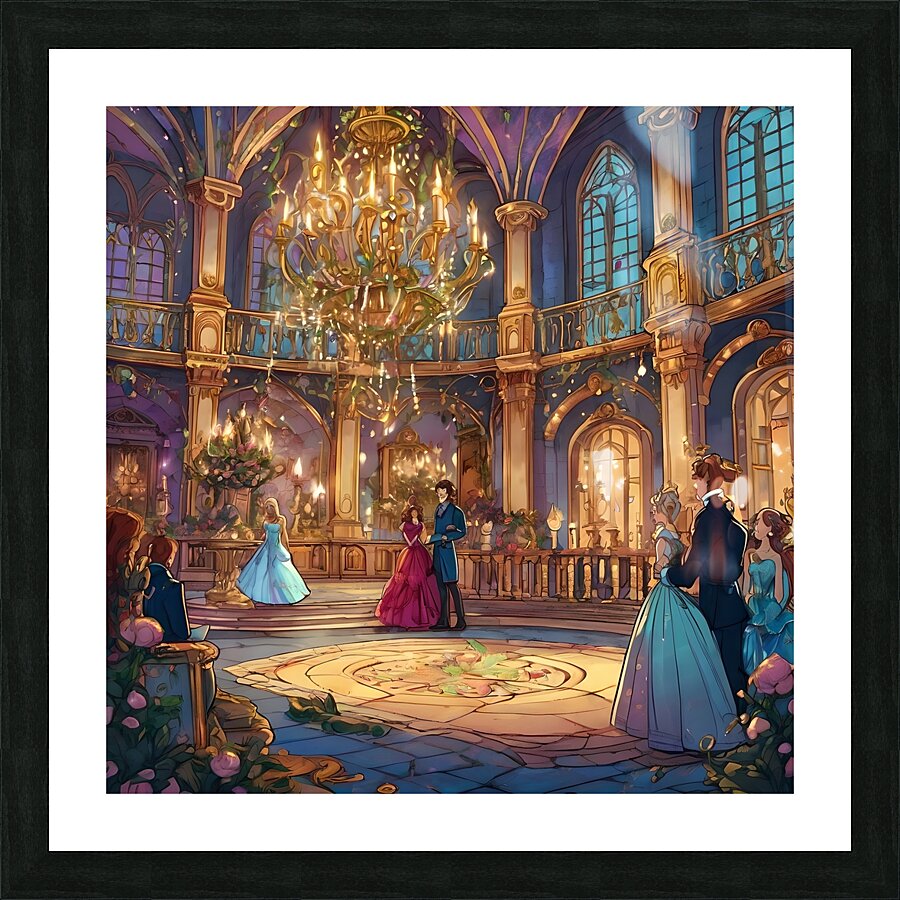 Default Illustrate a scene from a grand fantasy b Picture Frame print