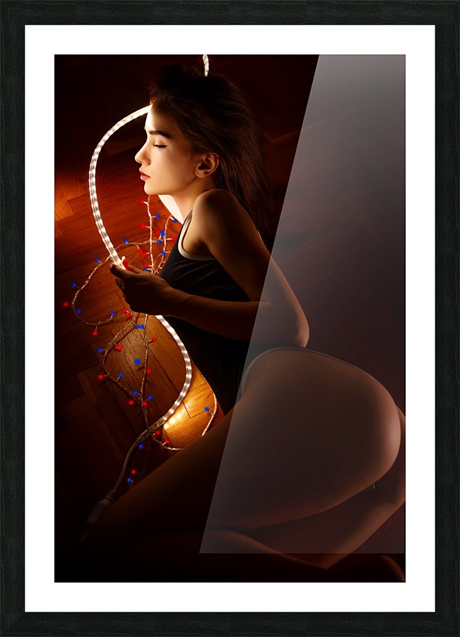 Portrait with led Picture Frame print