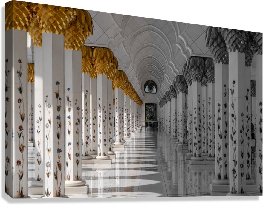Grand Mosque Columns B&W Canvas Print