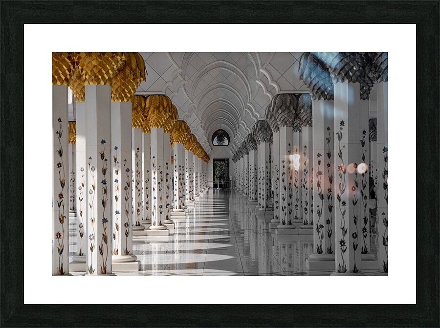 Grand Mosque Columns B&W Picture Frame print