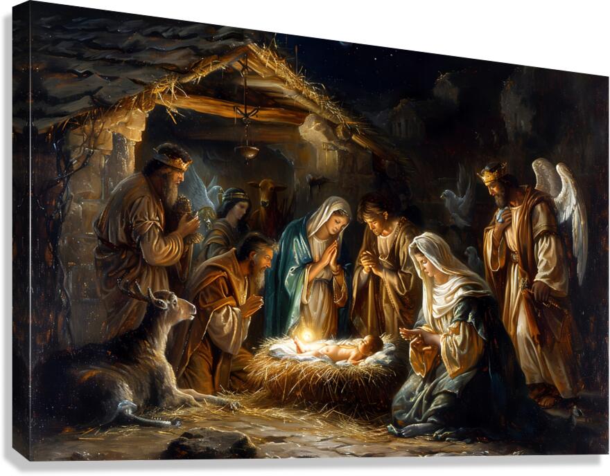 Holy Nativity Scene Canvas Print