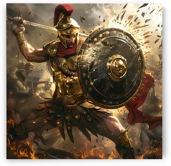 Ancient Greek Hoplite Warrior Photorealistic Battle Scene by David Enders