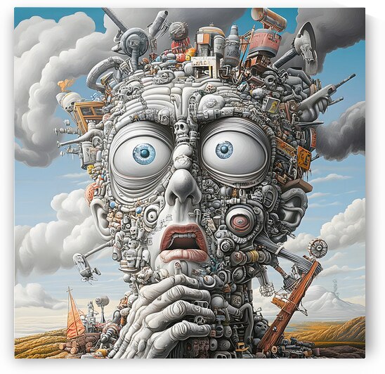 Industrial Surrealism Mechanical Face Contemporary Art Print by David Enders