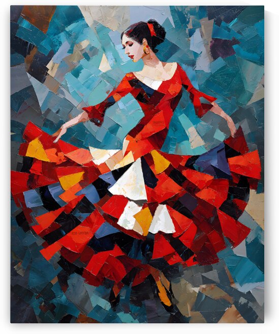 Abstract Flamenco Dancer Portrait Spanish Cultural Fine Art by David Enders