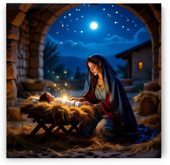 Sacred Night Virgin Mary with Baby Jesus Nativity by David Enders