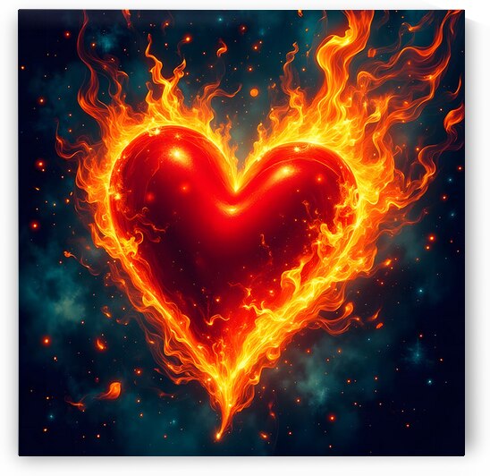 Cosmic Heart Ablaze Passionate Fire Love Art by David Enders