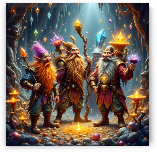 Mystical Dwarven Council in Magical Gemstone Sanctuary by David Enders