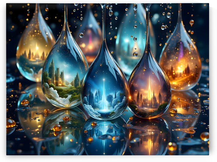 Surreal Liquid Universes Fantasy Castles Trapped in Crystal Water Spheres by David Enders