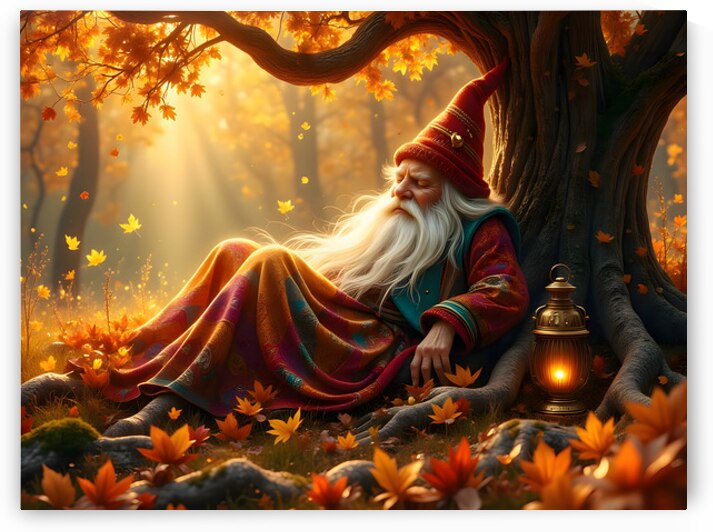 Wise Gnome Wizard Autumn Forest Fantasy Art by David Enders
