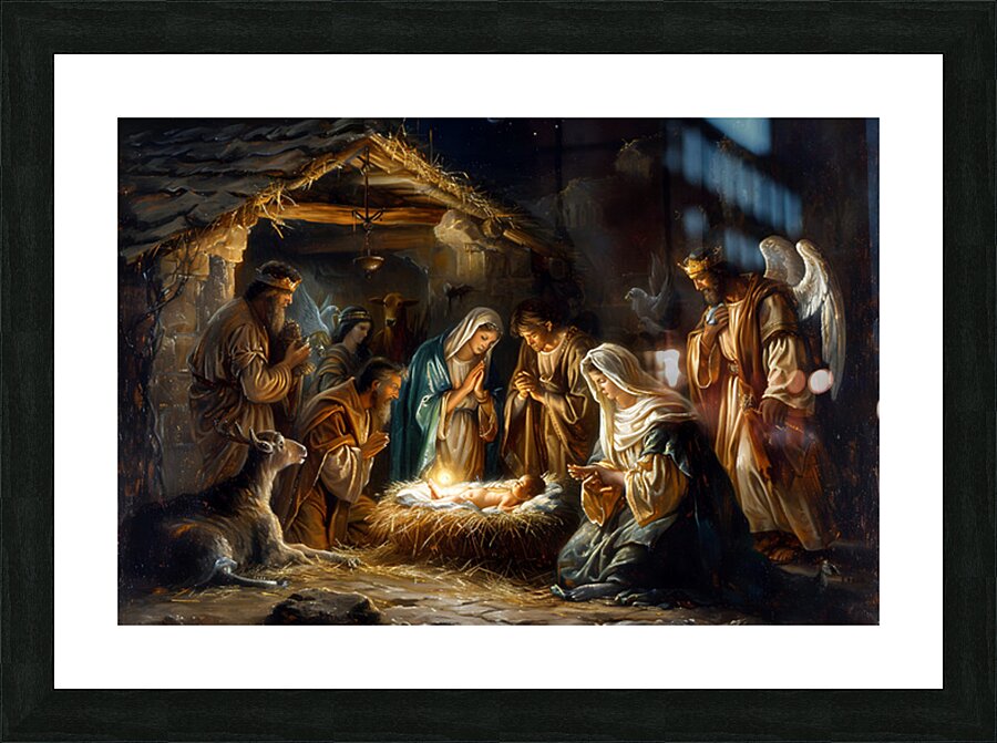 Holy Nativity Scene Picture Frame print
