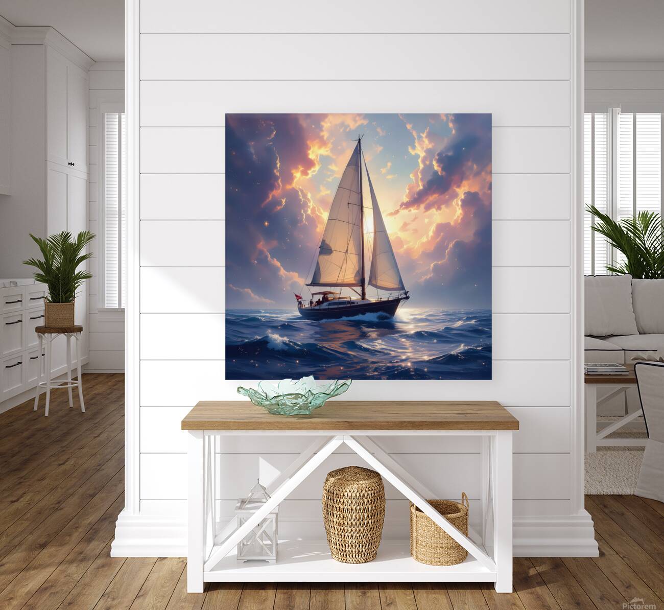 Golden Hour Sailing Journey Dramatic Cloudscape Reproduction