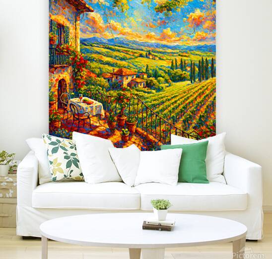 Italian Tuscany Vineyard Terrace Impressionist Landscape Wine Country Art by David Enders