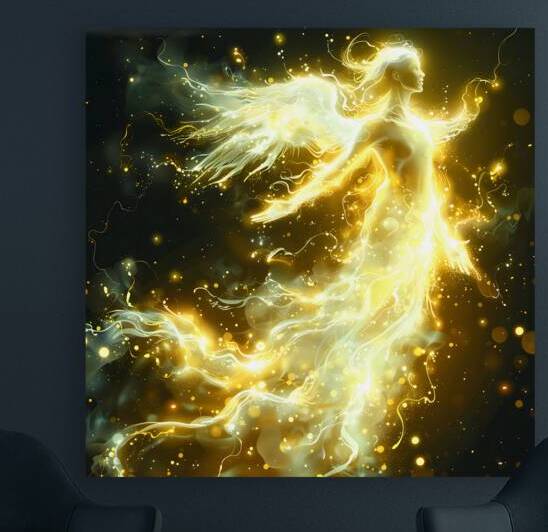 Radiant Guardian Angel in Golden Divine Light Spiritual Fantasy Art by David Enders