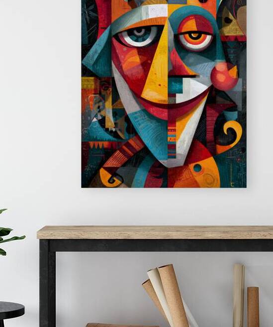 Contemporary Cubist Portrait Abstract Geometric Face Fine Art Print by David Enders