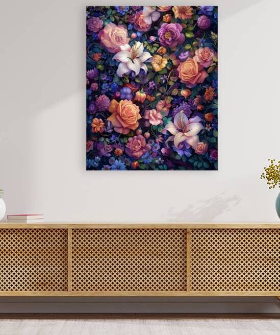 Luxurious Dark Moody Floral Fine Art Maximalist Botanical Print by David Enders