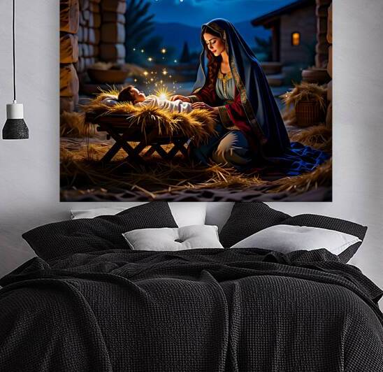 Sacred Night Virgin Mary with Baby Jesus Nativity by David Enders