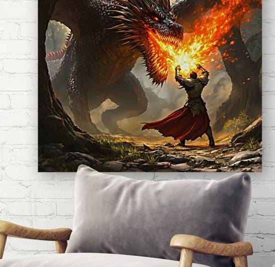 Epic Dragon Knight Battle Medieval Fantasy Painting by David Enders