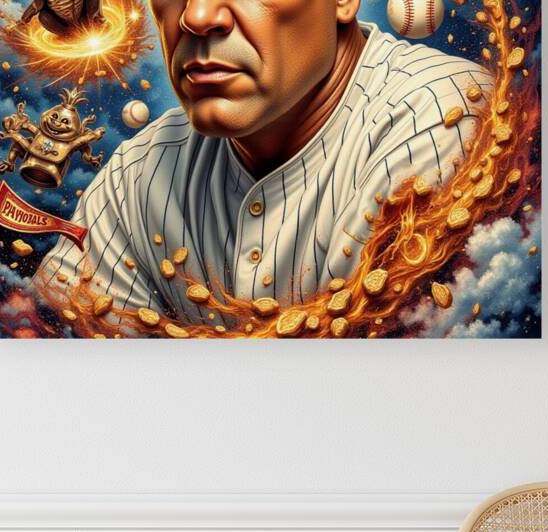 Explosive Vintage Baseball Legend Maximalist Sports Portrait Art by David Enders