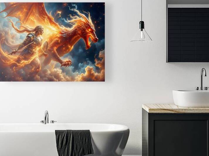 Dragonfire Ascendant Epic Fantasy Warrior Premium Fantasy Art by David Enders