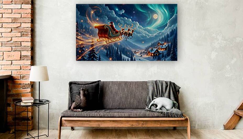 Northern Lights Christmas Eve Santa Sleigh Journey by David Enders