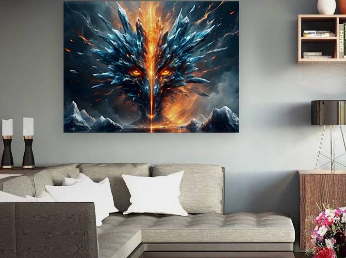 Elemental Ice Phoenix Awakening with Fire Core in Arctic Wilderness by David Enders