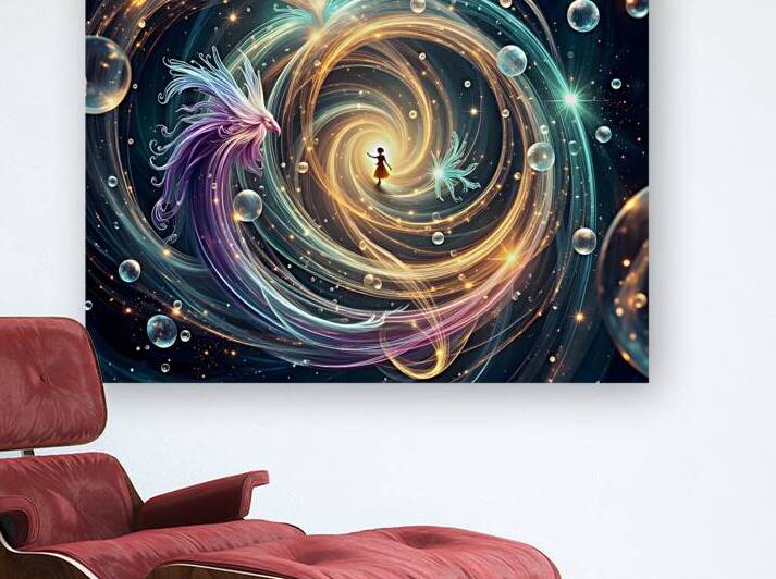Interdimensional Soul Journey with Ethereal Phoenix Through Cosmic Vortex by David Enders