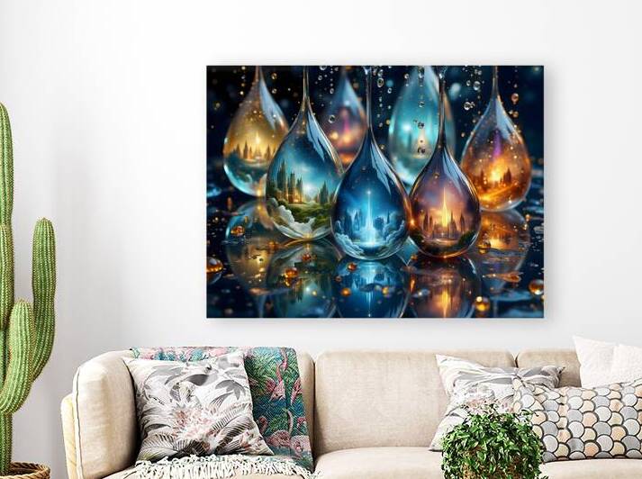 Surreal Liquid Universes Fantasy Castles Trapped in Crystal Water Spheres by David Enders