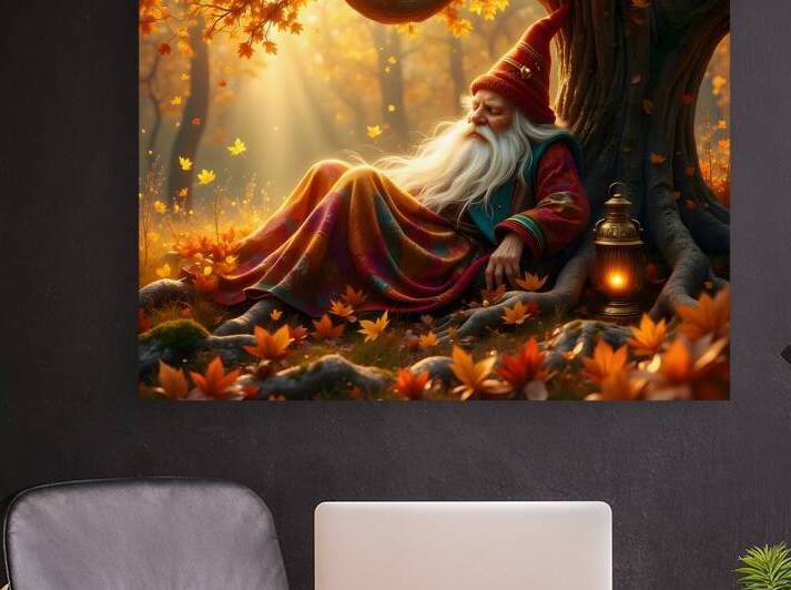 Wise Gnome Wizard Autumn Forest Fantasy Art by David Enders