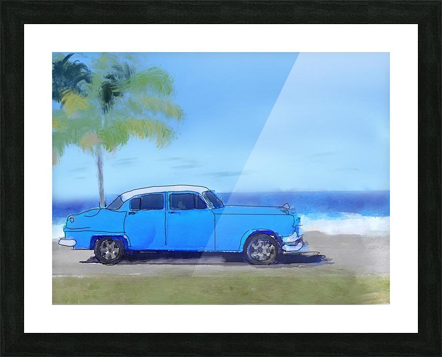 Cuba Blue Car Picture Frame print