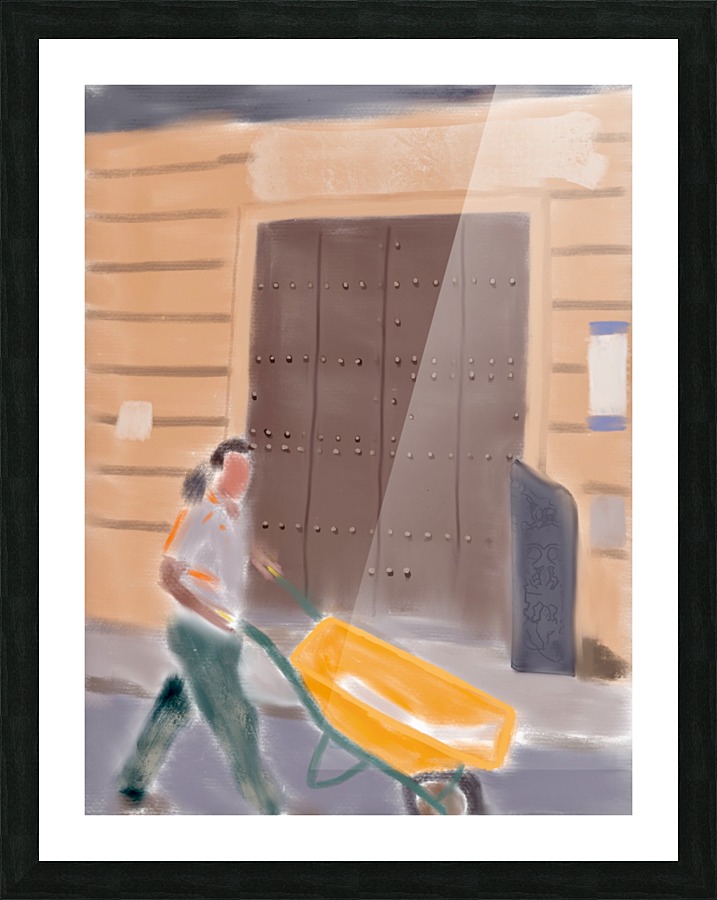 Cuba Wheelbarrow Worker Picture Frame print