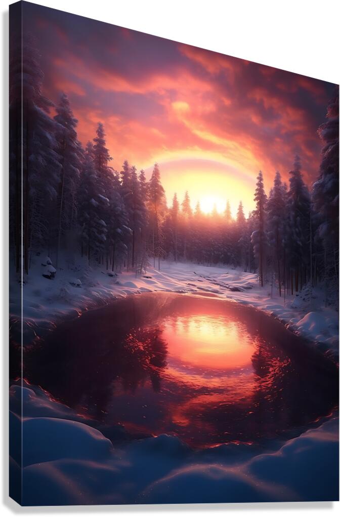 Winter Tree at Sunset – Nature Wall Art Poster 39 Canvas Print