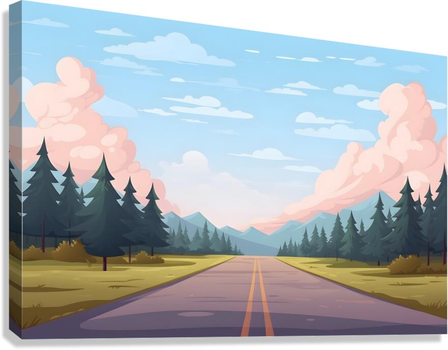 Road Landscape Illustration 31 Canvas Print