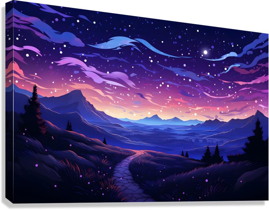 Beautiful Night Landscape Illustration 43 Canvas Print