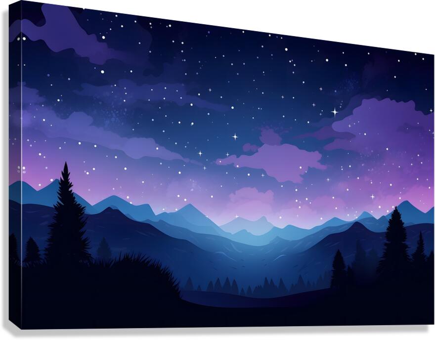 Beautiful Night Landscape Illustration 72 Canvas Print