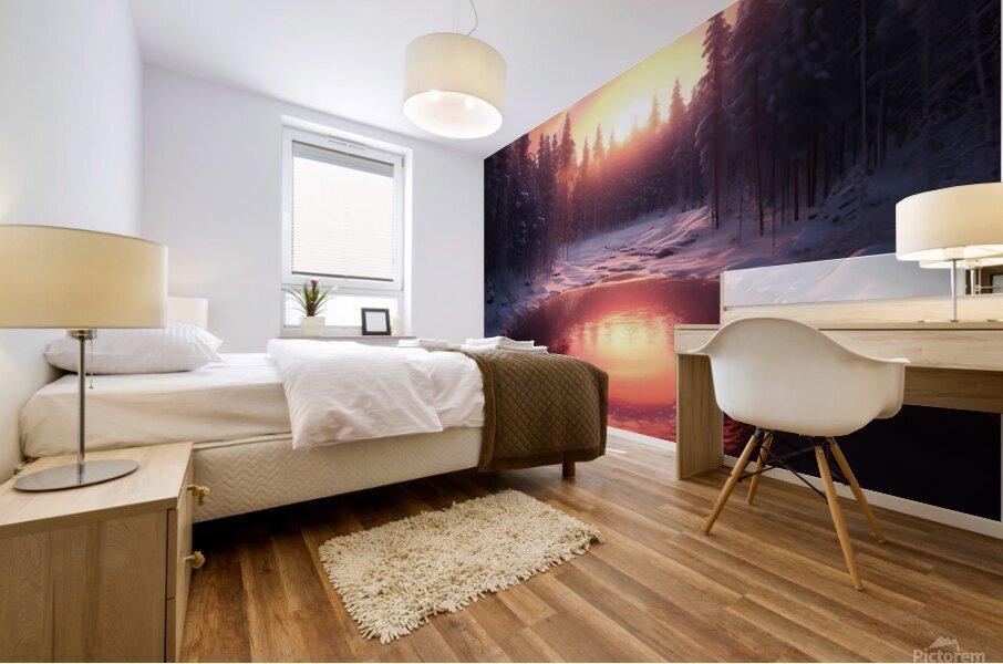 Winter Tree at Sunset – Nature Wall Art Poster 39 Mural print