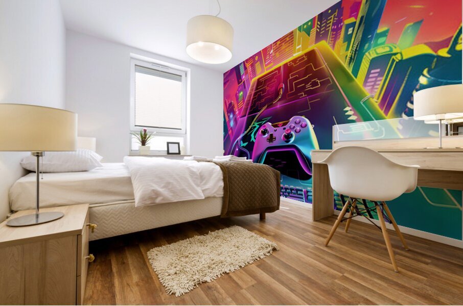 Neon gaming 7 Mural print