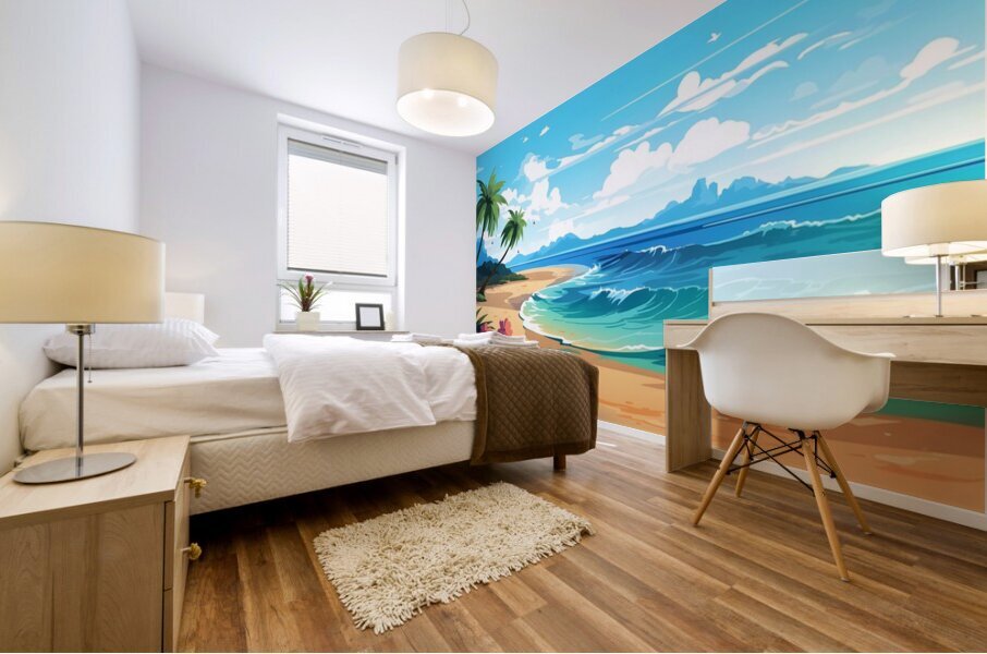 Beach Scenery Illustration 21 Mural print