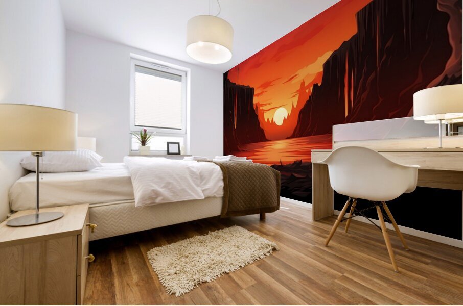 Lava Landscape Illustration 21 Mural print