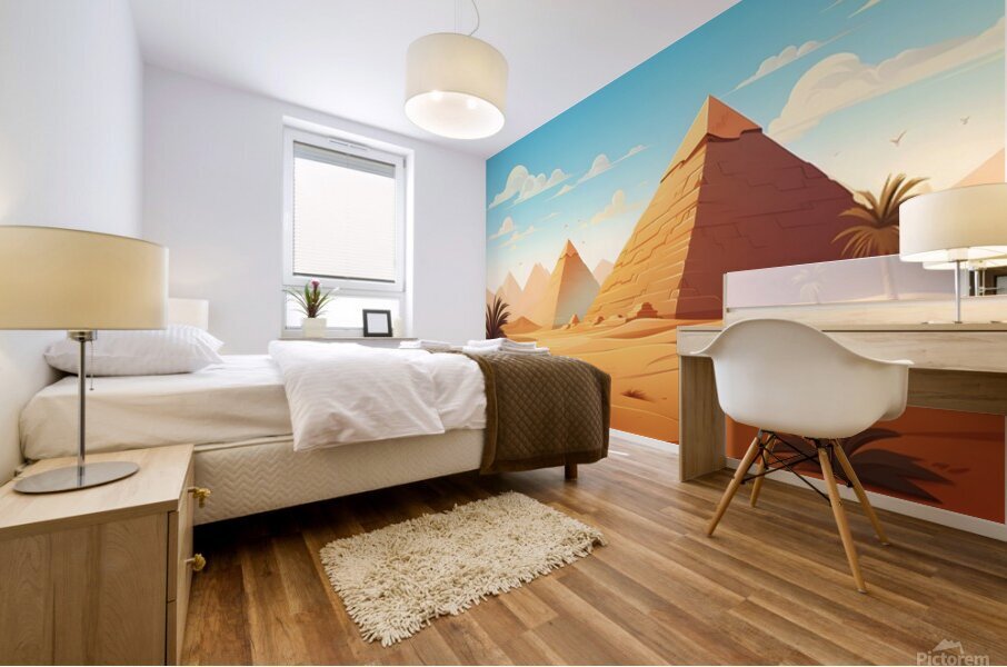 Pyramid Landscape Illustration 21 Mural print