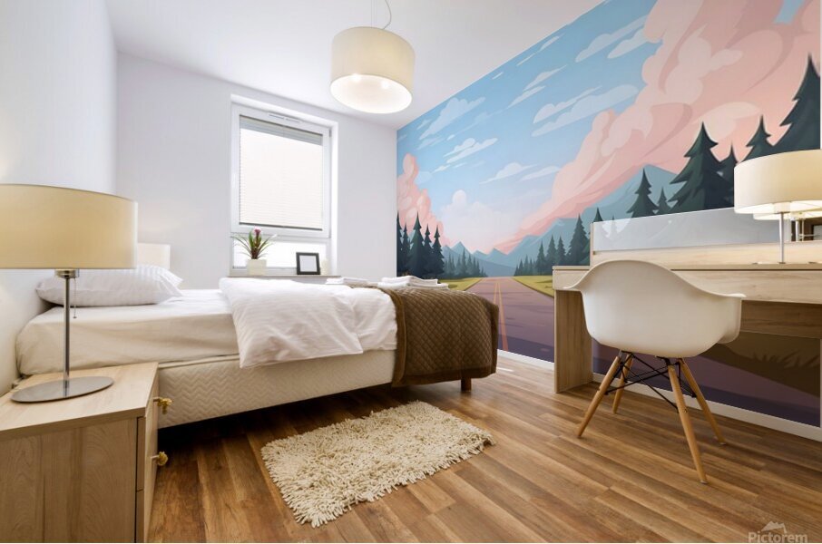 Road Landscape Illustration 31 Mural print