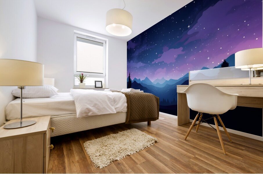 Beautiful Night Landscape Illustration 72 Mural print