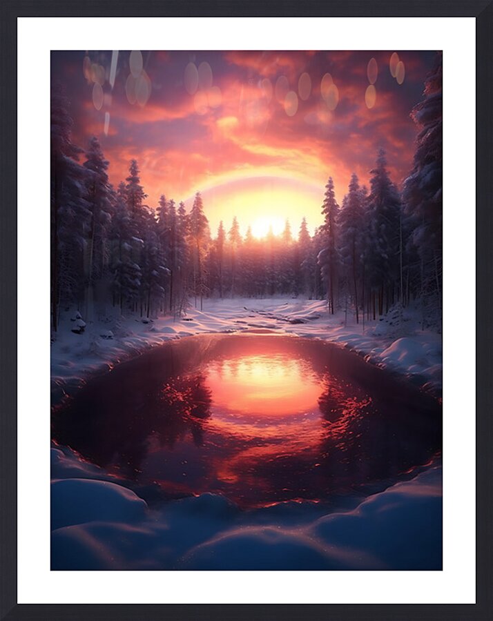 Winter Tree at Sunset – Nature Wall Art Poster 39 Picture Frame print
