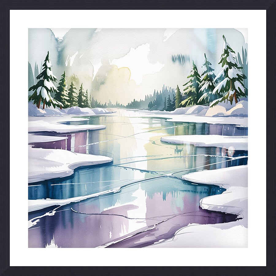 Frozen Winter Lakes 4 Picture Frame print